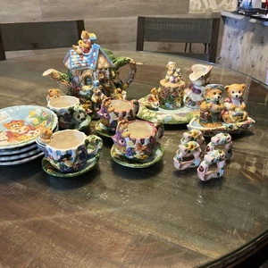 Teddybär 23 teiliges Kinder Teeservice Vintage 1996 OVP komplett LESEN - Bild 1 von 13