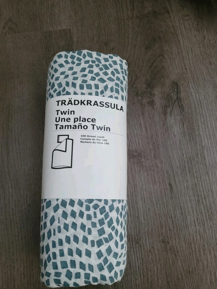 Juego de funda y funda de almohada geométrica de diamante azul/blanco Ikea Twin Tradkrassula Foto 1 de 3