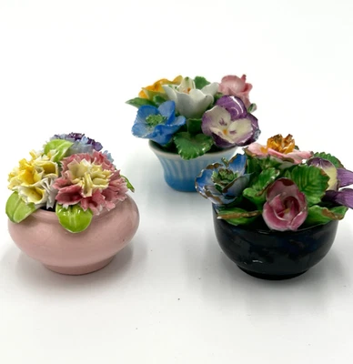 Lot of 3 Vtg Coal Port & Stanley Flower Bouquet Porcelain Bone China Minis - Image 1 of 4
