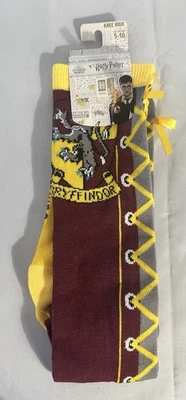 Gryffindor Harry Potter Womens Knee High Socks w/ribbon Bioworld Costume Cosplay - Image 1 of 3