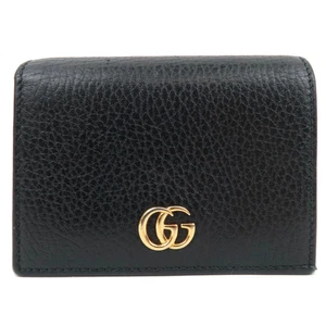 Authentische Gucci GG Marmont faltbare Geldbörse Leder schwarz 456126 Kostenloser Versand - Bild 1 von 16
