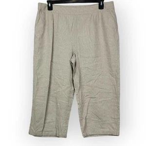 Christopher & Banks Linen Blend Striped Cropped Wide Leg Pants Women's Size XL - Picture 1 of 10