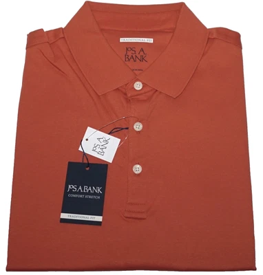 Jos A Bank Interlock Polo Shirt XL Traditional Fit Stretch Burnt Orange #GP290 Foto 1 de 2