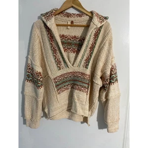 Pilcro lässiger Pullover Damen Gr. L beige aztekisch Chunky Boho Southwestern kuschelig - Bild 1 von 5