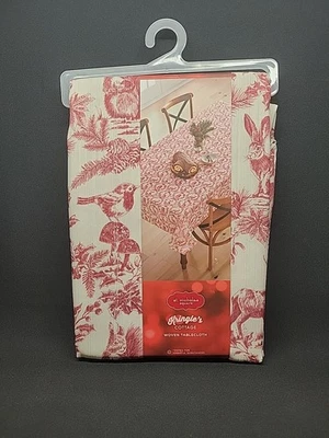 St Nicholas Kringle’s Cottage Woodland Critters Woven Tablecloth 60”x 102” - Image 1 of 4