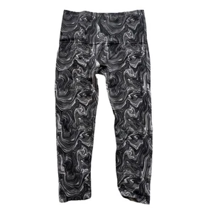 Breezies Bauchglättende 3/4 Cropped Leggings Schwarz Swirl L Marmor Neu ohne Etikett - Bild 1 von 10