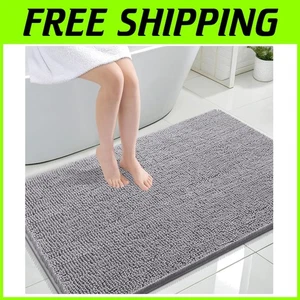 Saugfähiger grauer Badteppich, 44x32, weiches Chenille - Bild 1 von 9