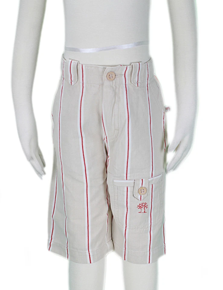 JACADI мальчиков луг бежевый и мульти красный в полоску Бермуды шорты размер 4 лет новый с Ярлыками $58 - Изображение 1 из 4