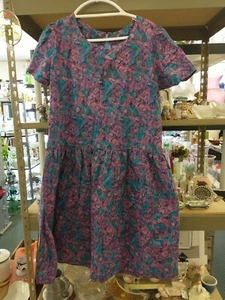 Vintage Purple Paisley Drop Waist Dress Large Handmade Pockets - Picture 1 of 4