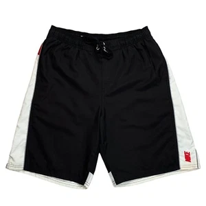 Vintage Nike Black Red & White Color Block Bathing Suit Swim Shorts Size Medium - Picture 1 of 6