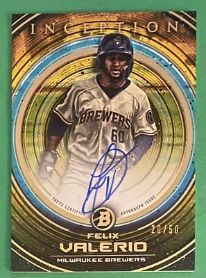2022 Bowman Inception Prospect Auto Gold Foil /50 Felix Valerio #PA-FV Brewers - Image 1 of 2