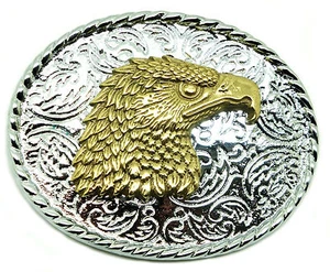 Eagle Head Belt Buckle American Western Solid Brass Authentic Baron Buckles - Picture 1 of 5