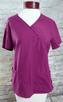Camisa Médica Estampada SB Para Mujer Talla XS Borgoña Manga Corta Foto 1 de 4