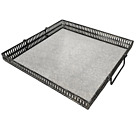 Dark Mirrored Bronzed Silver Look Tray Square Centerpiece Serving Tray