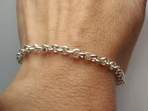 Estate Cable Link Sterling Silver Bracelet Looks New 7 1/4" Long - Picture 1 of 24