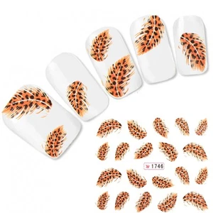 Pegatina tatuaje nail art pluma leopardo naranja pluma pegatina de uñas ¡Nuevo! - Imagen 1 de 1
