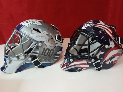 Lot Of 2 Mini Hockey Helmets Toronto Maple Leafs & Columbus Blue Jackets Cover