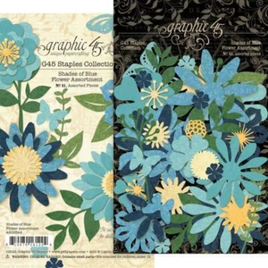 GRAPHIC 45 ~ SHADES OF BLUE ~ FLOWER ASSORTMENT ~ Graphic 45 Staples - Picture 1 of 1