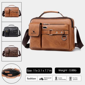 Men Leather Business Briefcase Handbag Laptop Messenger Shoulder Crossbody Bag - Picture 1 of 37