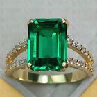 5.54Ct Emerald & Diamond Lab Grown Emerald Wedding Ring 18K Yellow Gold Plated