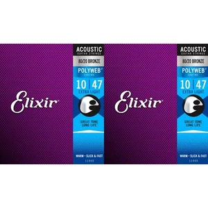 Elixir Strings 11000 Polyweb 80/20 Bronze Acoustic Guitar Strings - .010-.047 - Picture 1 of 1