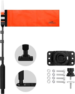 Kayak Lights with Orange Flag Pole Kit 55.5" Height White LED 360 Light Battery - Picture 1 of 6