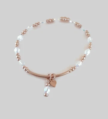 Crystal AB Bracelet made with Swarovski & 14k Rose Gold Filled Tube & Beads - Image 1 of 4