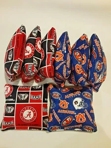 8 Cornhole Bag Set Corn Hole Toss Alabama Crimson Tide & Auburn Tigers - Picture 1 of 1