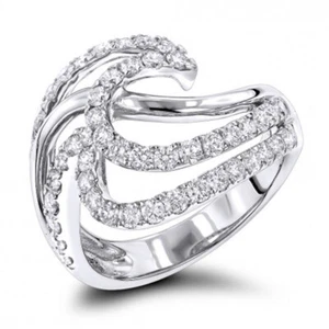 Creative Wave Shaped Rings Women 925 Silver Cubic Zirconia Jewelry Size 6-10 - Picture 1 of 3