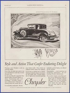 Vintage 1928 CHRYSLER 75 Coupe Rumble Seat Motor Car Fred Cole 20's Print Ad - Foto 1 di 1