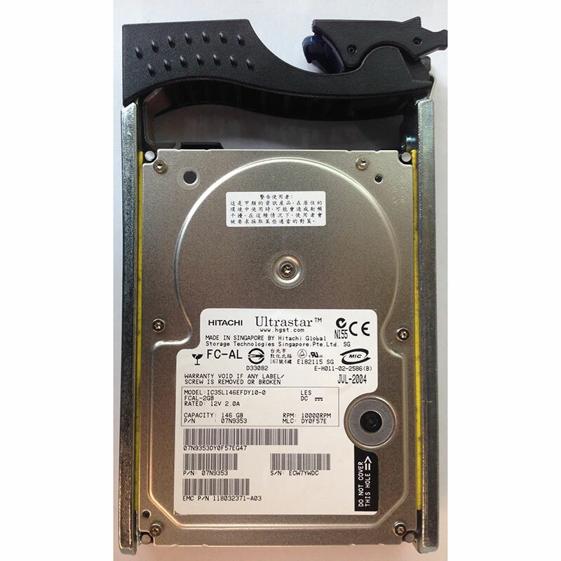 07N9353 - EMC 146GB 10K RPM FC 3.5" HDD  for all CX4's, CX3-80, -40, -40C, -4... - Image 1 of 1