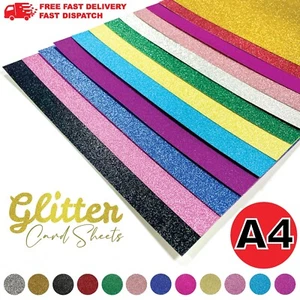 A4 Glitter Card Coloured Cardstock Premium Quality Low Shed 250gsm Crafts Mixed - Picture 1 of 26