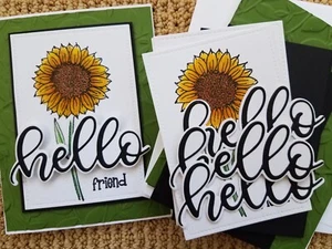 KARTENSET Handarbeit Sonnenblume Thinking of You, Get Well, Happy Birthday 4 Karten - Bild 1 von 2
