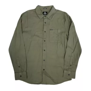 Brand New Mens Volcom Caden Solid Long Sleeve Button Up Army Green Medium - Picture 1 of 1
