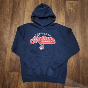 Vtg Cleveland Indians Hoodie Sweatshirt Chief Wahoo Blue Adult Size Large CSA - Picture 1 of 4