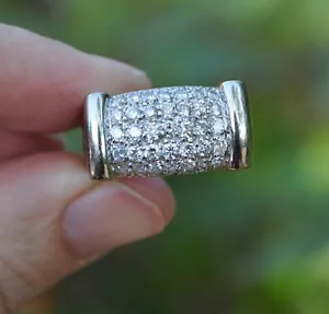 Anello Designer LR Oro Massiccio 14k Diamanti Naturali Pavè Fascia Spessa Uomo Mignolo - Wms - Foto 1 di 15