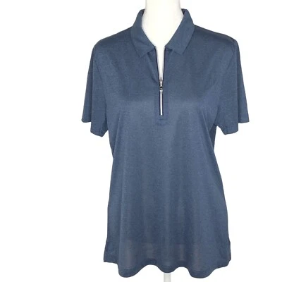 Camisa Polo de Golf Tenis Callaway Para Mujer Jaspeada Azul Marino Manga Corta 1/4 Cremallera L XL Foto 1 de 4