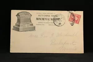 Maine: Belfast 1905 Hutchins Funeral Monument Kopf Stein Werbung Cover - Bild 1 von 2