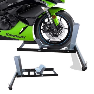 MOTORCYCLE / MOTORBIKE FRONT WHEEL PADDOCK STAND CHOCK STAY BIKE SECURE NEW - Picture 1 of 9
