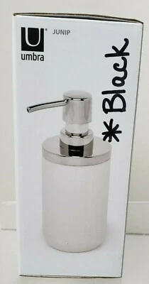 Umbra Junip Dispensador Bomba Jabón Junip Negro/Cromo 3" x 2" x 7" Moderno Caja Nueva Foto 1 de 4