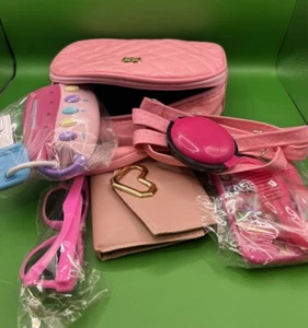 Purse Kit for Small Ladies, Kids Purse Fun Cosmetics, Car Keys, Mirror Pink Love - Picture 1 of 18
