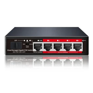 Poe Switch, Switch PoE+ Gigabit a 5 Porte, Switch Gigabit Ethernet gestito da Cloud... - Foto 1 di 9