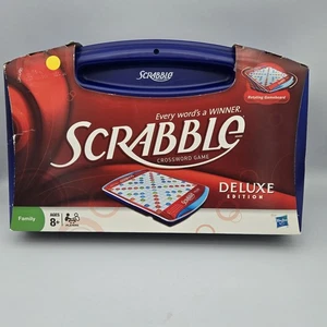 Scrabble Deluxe Edition Rotating Turntable Board 2010 Blue Travel Case New - Picture 1 of 8