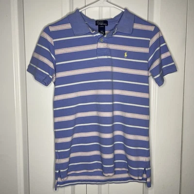 Polo Ralph Lauren Niños Talla Grande 14/16 Azul Claro Rosa Rayas Polo Amarillo Poni Foto 1 de 4