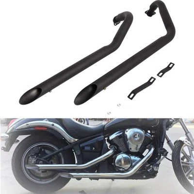 For Kawasaki Vulcan VN900 Classic EN900 S900 Staggered Exhaust Pipe Matte - Image 1 of 4