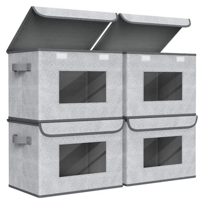 Cajas de almacenamiento plegables de tela [paquete de 4] grandes plegables apilables bi... Foto 1 de 4