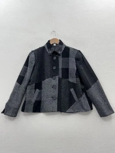 Coldwater Creek Women’s 12 Petite Black Gray Patchwork Short Jacket - Picture 1 of 11