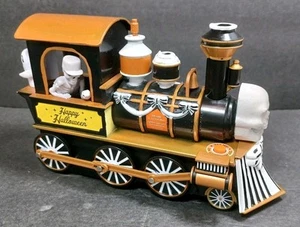 Vintage Gemmy Halloween Train Engine Blows Steam Light Up Sings Skeleton - Picture 1 of 15