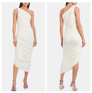 Gr. XL Norma Kamali Diana Schulterfreies Weiß Kleid Dress - Bild 1 von 5