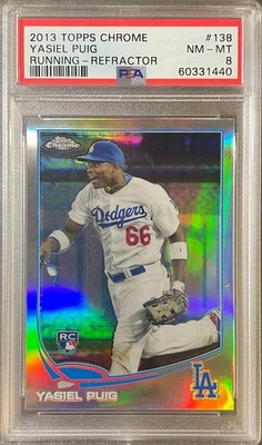 YASIEL PUIG 2013 Topps Chrome RUNNING - REFRACTOR #138 PSA 8 NM-MT RC C: 440 - Image 1 of 2